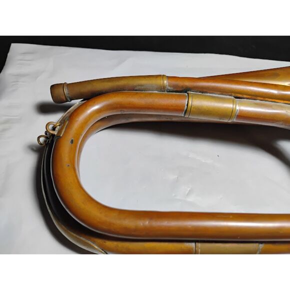 Vintage Antique Copper/Brass Calvary Bugle Signal Horn - Picture 3 of 10